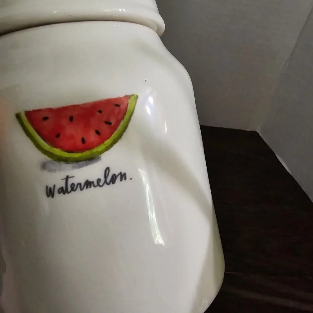 Rae Dunn Artisan Watermelon Icon Baby Canister Rae HTF Summer Pink Handle Cute - Picture 10 of 14